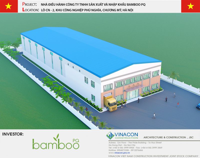 Thiết kế nhà máy 6200m2 sản xuất sản phẩm thủ công Bamboo PQ