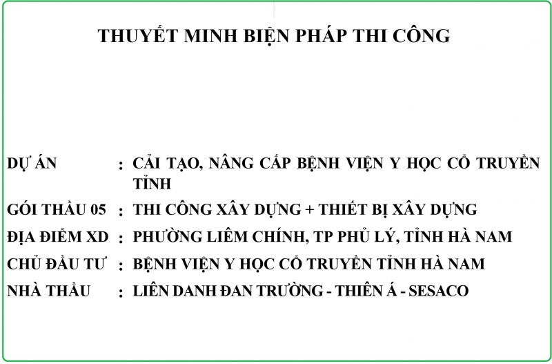 Thuyết minh Biện pháp thi công cải tạo nâng cấp bệnh viện