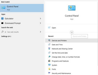 Truy cập Control Panel, chọn Devices and Printers