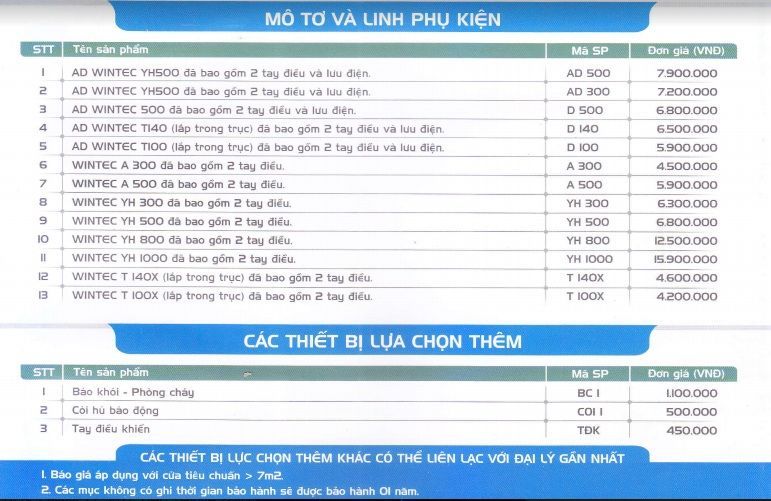 Bảng báo giá cửa cuốn wintec 2