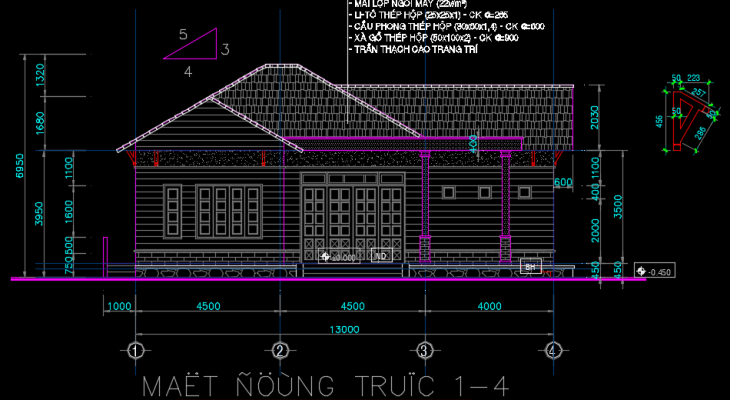 Biệt thự 1 tầng 13x11m