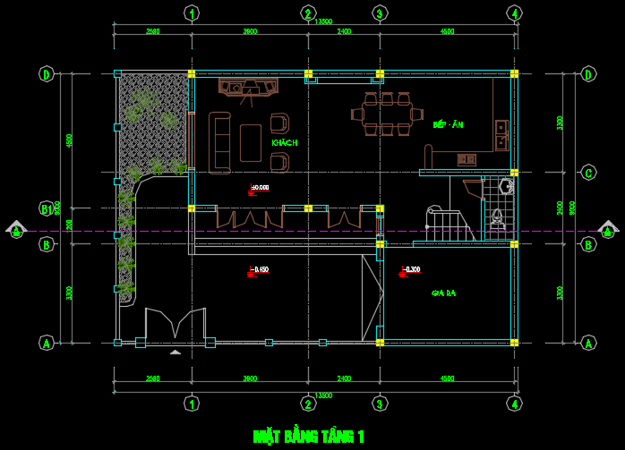 Nhà biệt thự 2 tầng 13.5x9m