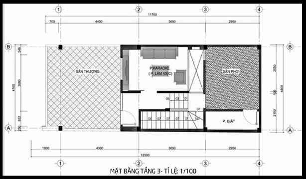 mặt bằng thiết kế tầng 3