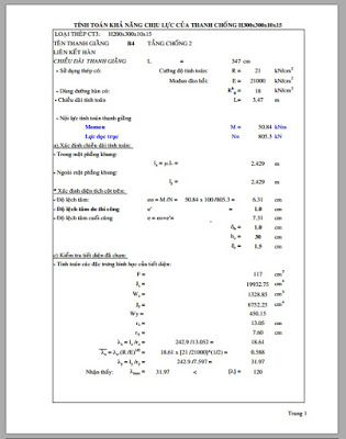 Tính toán khả năng chịu lực của thanh chống H300x300x10x15