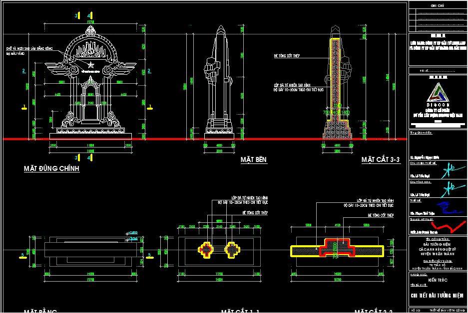Bộ hồ sơ đầy đủ thiết kế đài tưởng niệm liệt sỹ