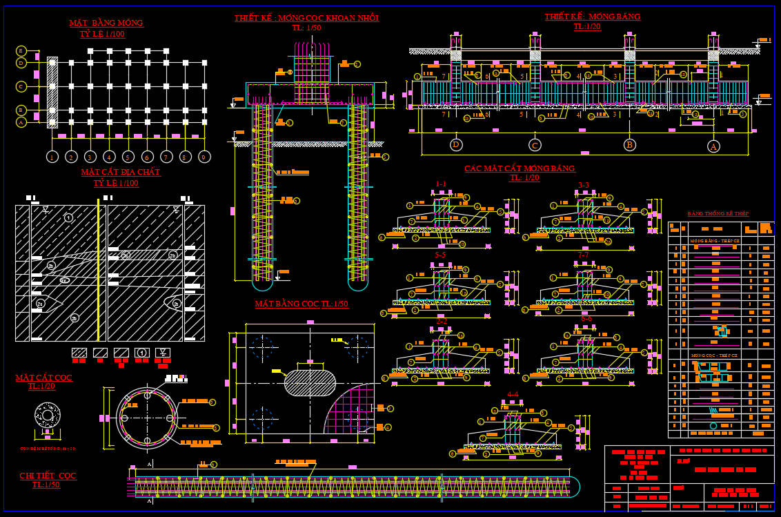 Bản vẽ đồ án sinh viên phương án mong băng và cọc khoan nhồi