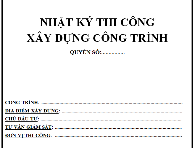 Mẫu nhật ký thi công