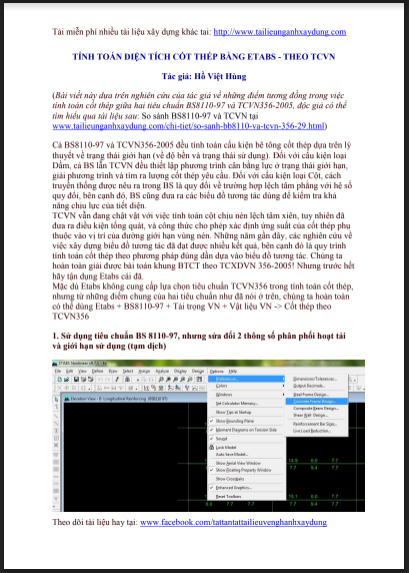 TÍNH TOÁN DIỆN TÍCH CỐT THÉP BẰNG ETABS - THEO TCVN