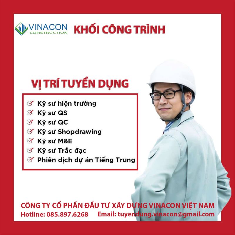 1211 – VINACON TUYỂN DỤNG CÁC VỊ TRÍ CÔNG TRÌNH