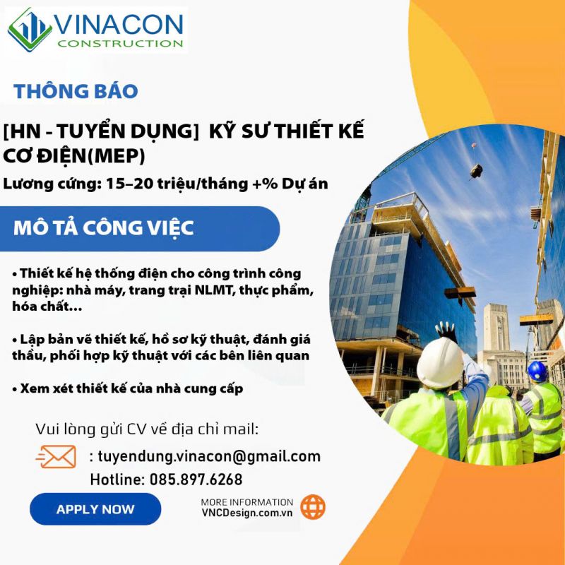 [HN – TUYỂN DỤNG] KỸ SƯ THIẾT KẾ CƠ ĐIỆN