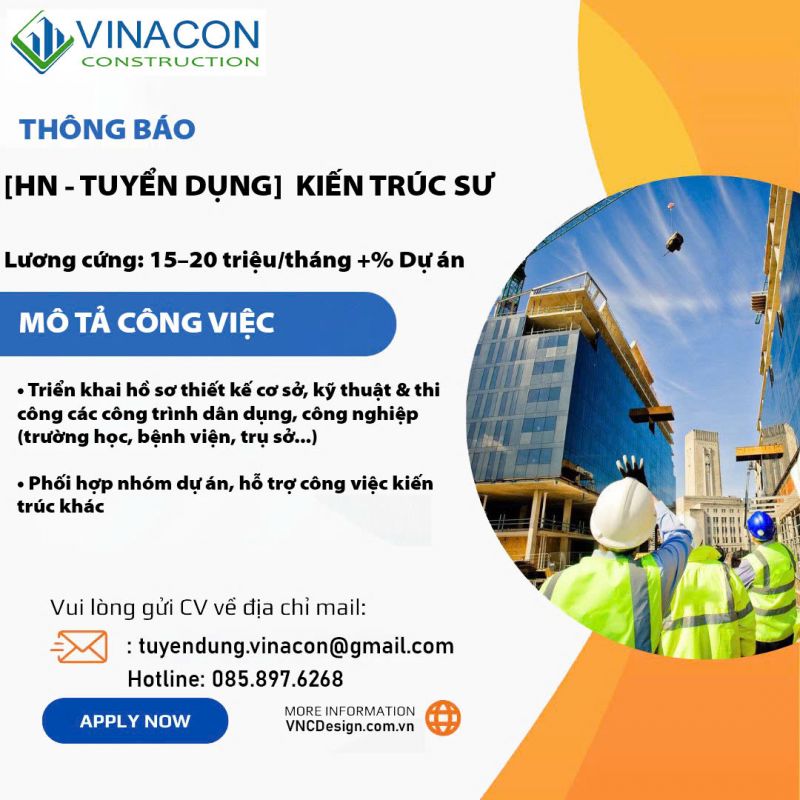 [HN – TUYỂN DỤNG] KIẾN TRÚC SƯ