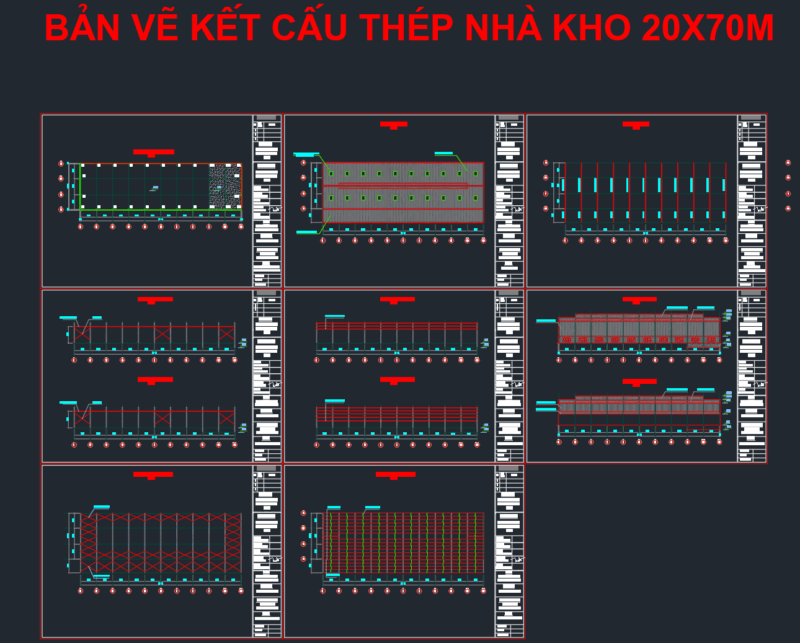 Tải bản vẽ nhà xưởng 20x70m trọn bộ
