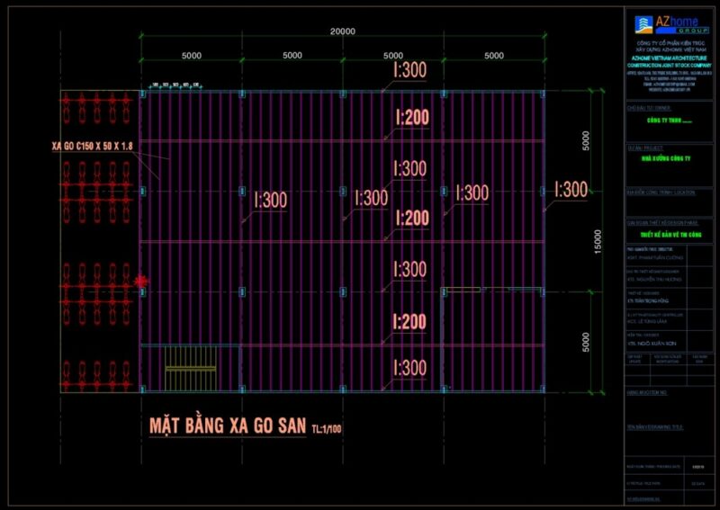 File CAD bản vẽ nhà xưởng 15x20m miễn phí